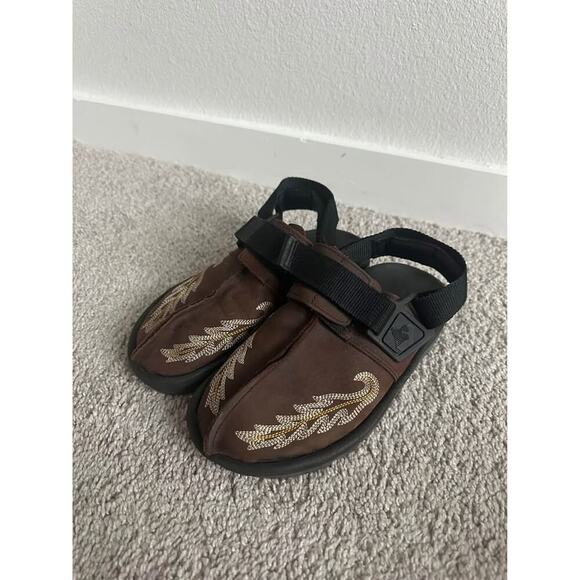 Reebok x Beatnik Unisex Calf-Leather Embroidered Strap Sandal Sz 5 - Picture 7 of 10